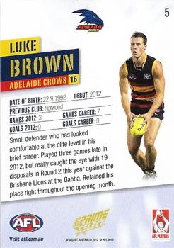 2013 Select Prime AFL #5 Luke Brown Back